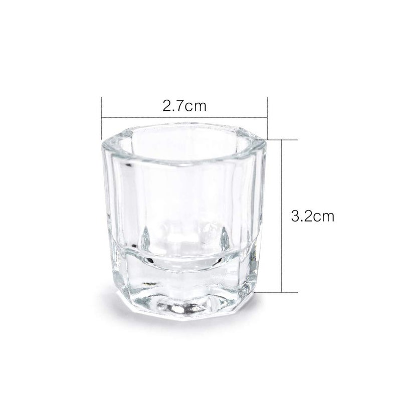 ConStore 2PCS Glass Crystal Dappen Dish with Lid Mini Bowl Cups Nail Art Tools Clear Nail Art Equipment for Mixing Liquid Powder - Image 3